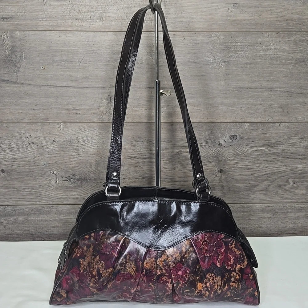 Patricia Nash Black and Floral Leather Women's Bag